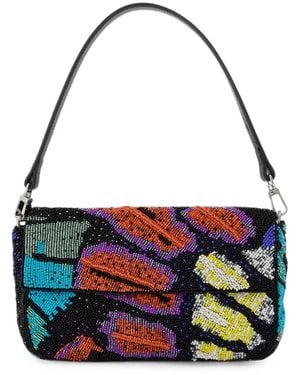 STAUD Timmy Bead-Embellished Shoulder Bag - Blue