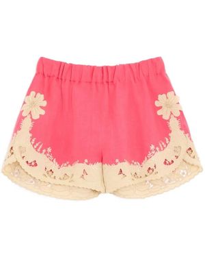 Valentino Garavani Embroidered Couture Linen Shorts - Pink