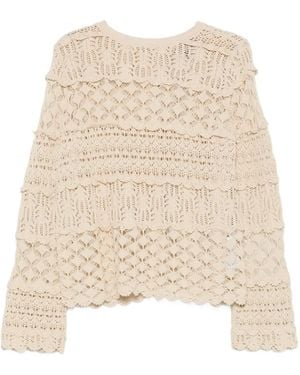 Semicouture Gelaagd Gehaakt Vest - Naturel