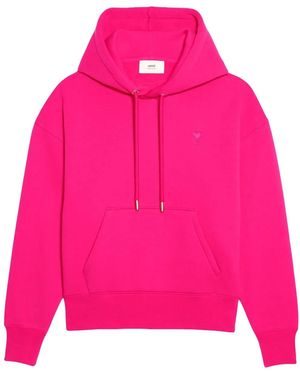 Ami Paris Ami De Coeur Embroidered Hoodie - Pink