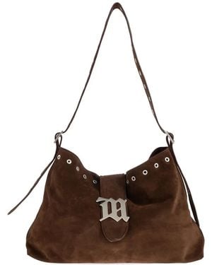 MISBHV Sac Porté Épaule À Plaque Logo - Brown