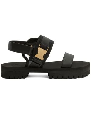 Giuseppe Zanotti Mederic Logo-Buckle Leather Sandals - Black