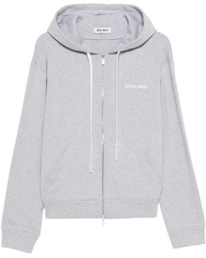 Miu Miu Zip-Up Hoodie - Grey