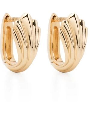 Lizzie Mandler 18Kt Fluted Huggie Hoop Earrings - Metallic