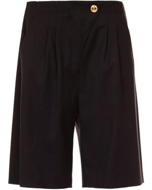 Just Cavalli Pleated Button Shorts - Black