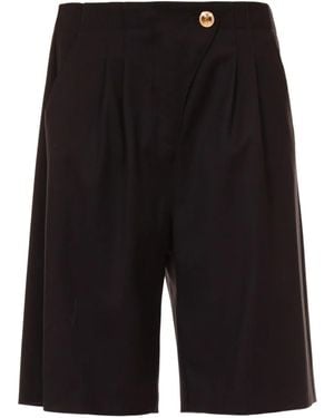 Just Cavalli Pleated Button Shorts - Black
