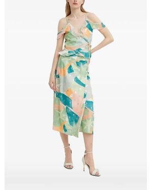Never Fully Dressed Ruffled Printed Top - Blue