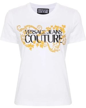 Versace Jeans Couture Cotton T-shirt With Printed Logo - White