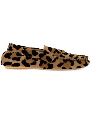 Anniel Animal-Print Suede Loafers - White