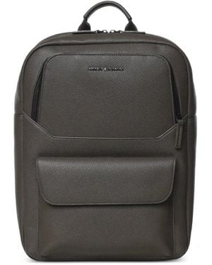 ARMANI EXCHANGE Pebbled-Texture Logo-Plaque Backpack - Black