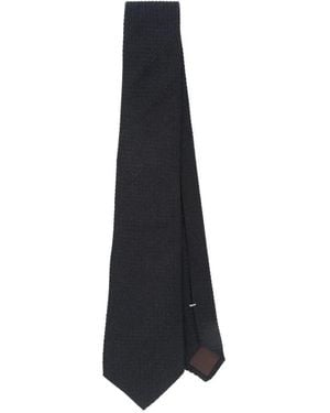 Canali Textured Silk-Cashmere Tie - Blue