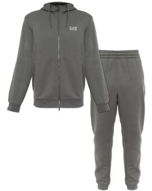 EA7 Logo-Print Tracksuit - Grey