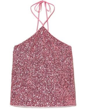 Twinset Sequined Halter Top - Red