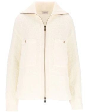 Moncler Tweed Zip-Up Shirt Jacket - Natural