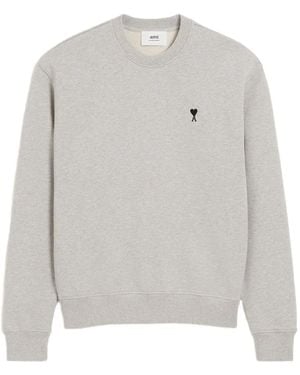 Ami Paris Logo-Embroidered Sweatshirt - Gray