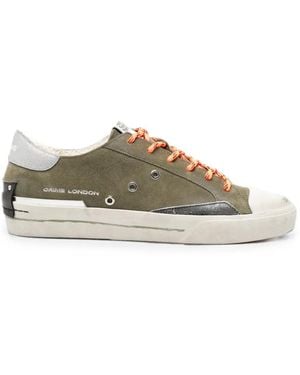Crime London Recut Low Distressed-Effect Lace-Up Trainers - Green