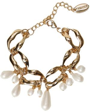 Twinset Chain Bracelet With Pearls - Metallic