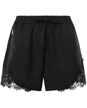 Pinko Lace-Trim Drawstring Shorts - Black