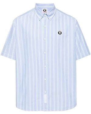 Aape By A Bathing Ape Striped Cotton Shirt - Blue