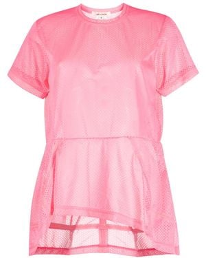 Comme des Garçons Asymmetric-Hem Perforated T-Shirt - Pink