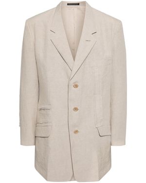 Y's Yohji Yamamoto 40 Linen Triple-Stitch Panelled Jacket - Natural