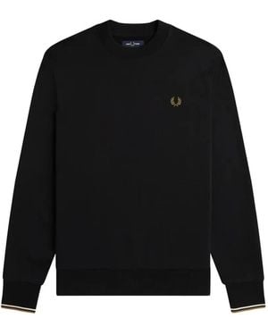Fred Perry Pull À Poignets Contrastants Et Broderie Laurel Wreath - Noir