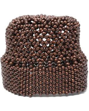 Cordera Wooden Beads Bucket Bag - Brown