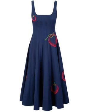 STAUD Wells Poplin Midi Dress - Blue
