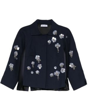 Dice Kayek Veste Crop À Ornements Floraux - Blue
