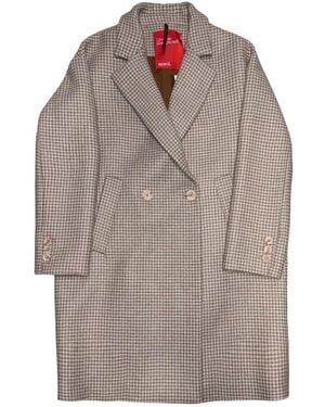 ..,merci Double-Breasted Houndstooth Coat - Grey