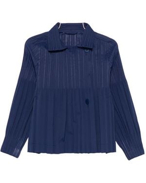 Pleats Please Issey Miyake Plissé Collared Jacket - Blue