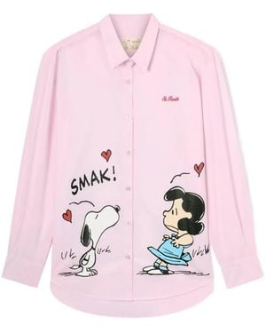 MC2 Saint Barth Brigitte Ciak Snoopy-Print Button-Down Shirt - Pink