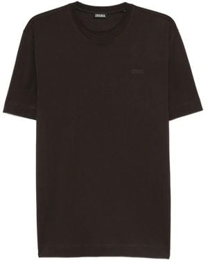 ZEGNA Embroidered Logo Polo Shirt - Schwarz