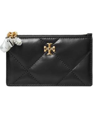 Tory Burch Kira Diamond Quilt Charm Zip Card Case, One Size - Black