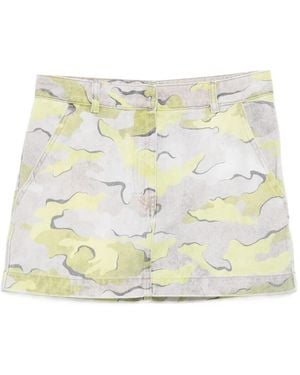 Pinko Camouflage-Print Cotton Mini Skirt - White