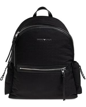 Emporio Armani Logo-Plaque Backpack - Black