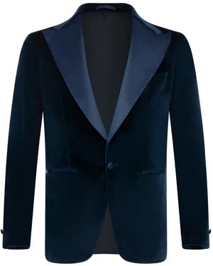 Franzese Collection Peak-Lapels Velvet Blazer - Blue