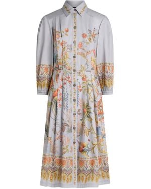 Etro Floral Print Shirt Dress - White