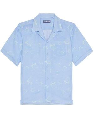 Vilebrequin Turtle-Print Bowling Shirt - Blue