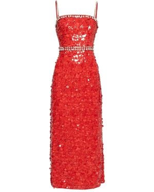 Nissa Crystal-Embellished Sequin Dress - Red