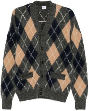 Aspesi Argyle-Pattern Cardigan - Black