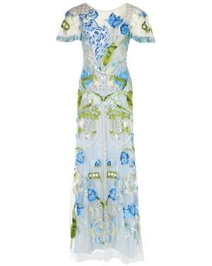 Temperley London Ostuni Sequin Floral Gown - Blue