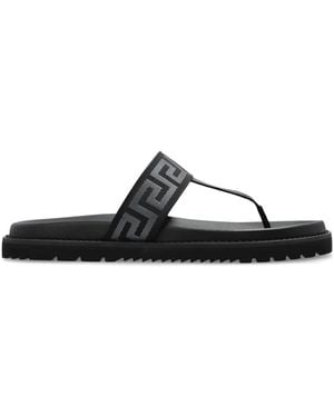 Versace Flip-Flops mit Greca-Muster - Schwarz