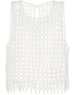 Maje Pearl-Embellished Crop Top - White