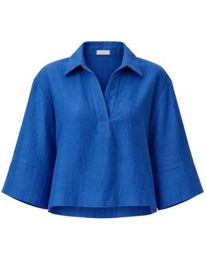 Kaos V-Neck Three-Quarter Sleeve Blouse - Blue