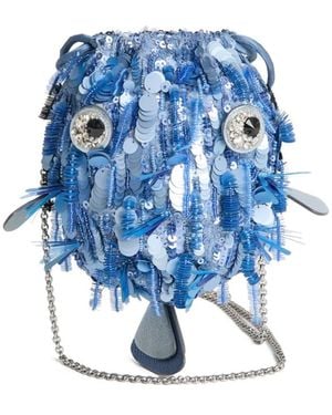 Anya Hindmarch Sequin-Embellished Blowfish Cross Body Bag - Blue