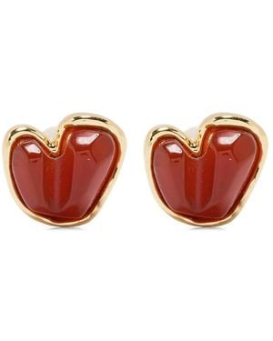 Ryenn's Eyes Carnelian Heart Stud Earrings - White