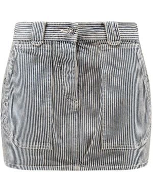 Isabel Marant Striped Denim Mini Skirt - Grey
