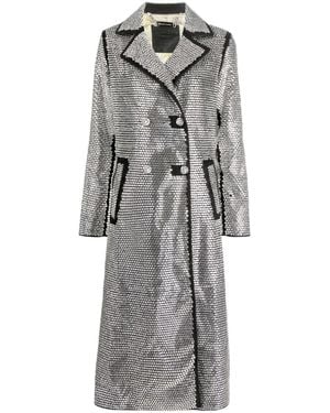 Philipp Plein Coat Long With Crystals - Gray