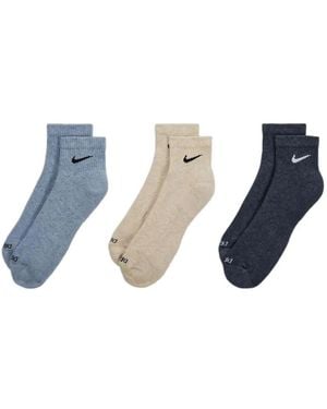 Nike Dri-Fit Plus Quarter Socks (Set Of Three) - Blue
